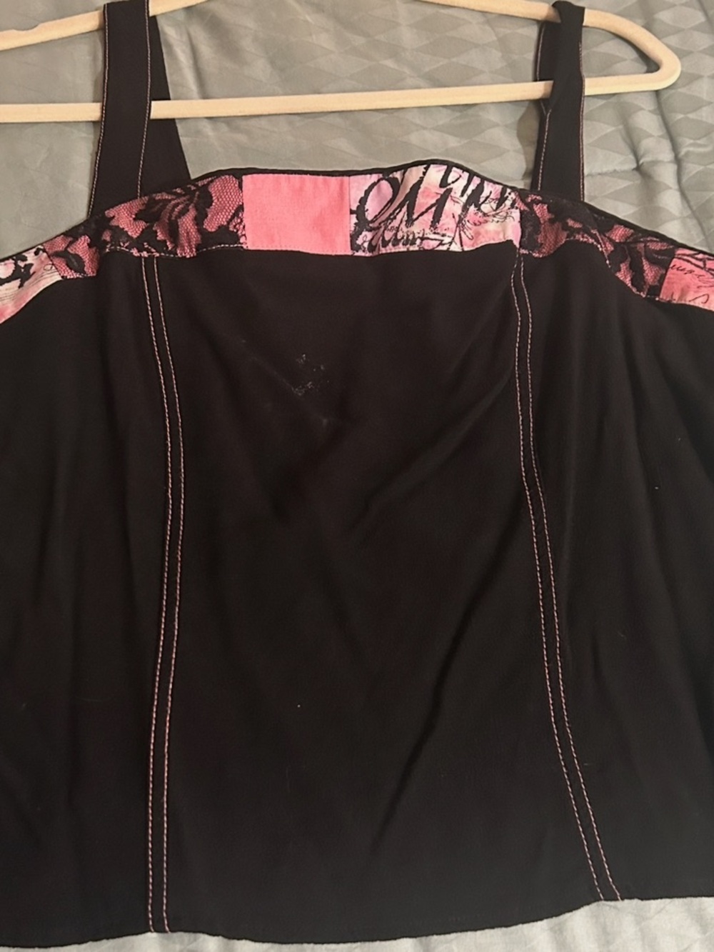 Black Camisole with Pink Accent Trim